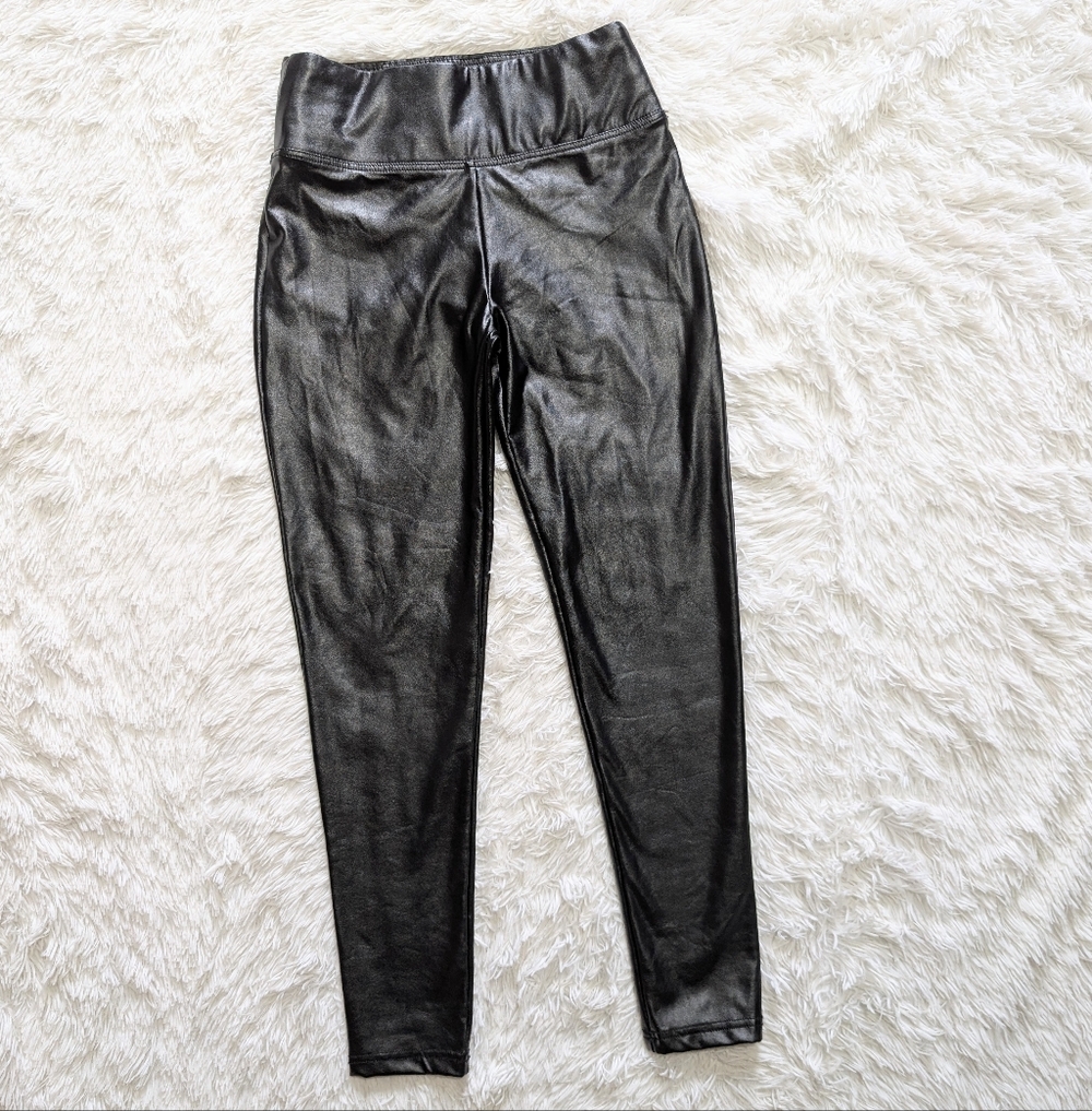 Vince Camuto Black Faux Leather Wide Compression Waistband Leggings Size Small